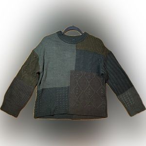 NWT - Rails - Abel Olive Patchwork Cable Sweater (M)